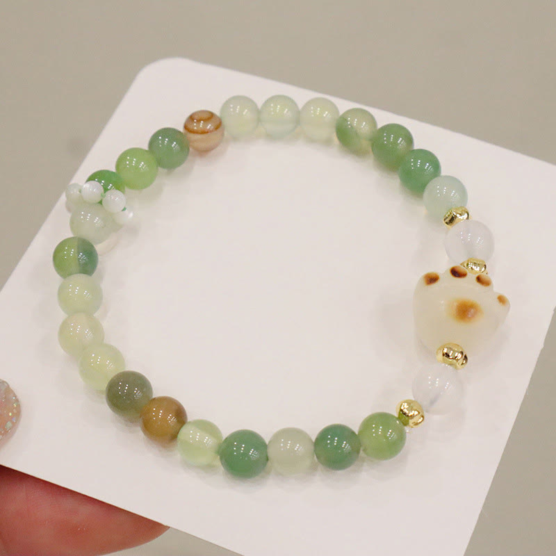 Buddha Stones Green Agate Sun Stone Cat's Eye Bodhi Seed Cat Paw Support Bracelet - image 3