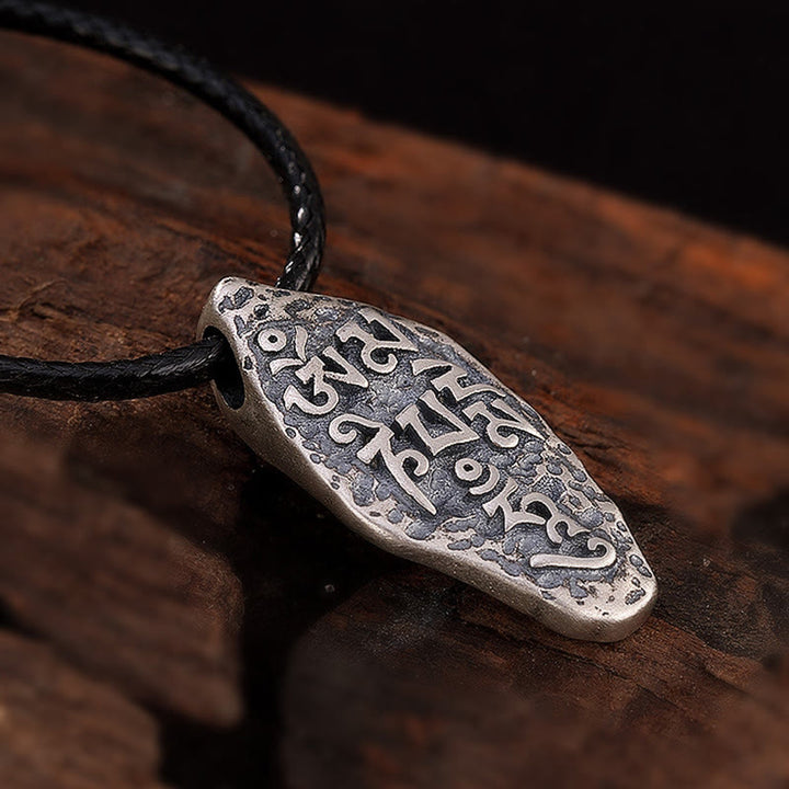 Buddha Stones Tibetan 925 Sterling Silver Om Mani Padme Hum Dorje Vajra Engraved Strength Necklace Pendant - image 7