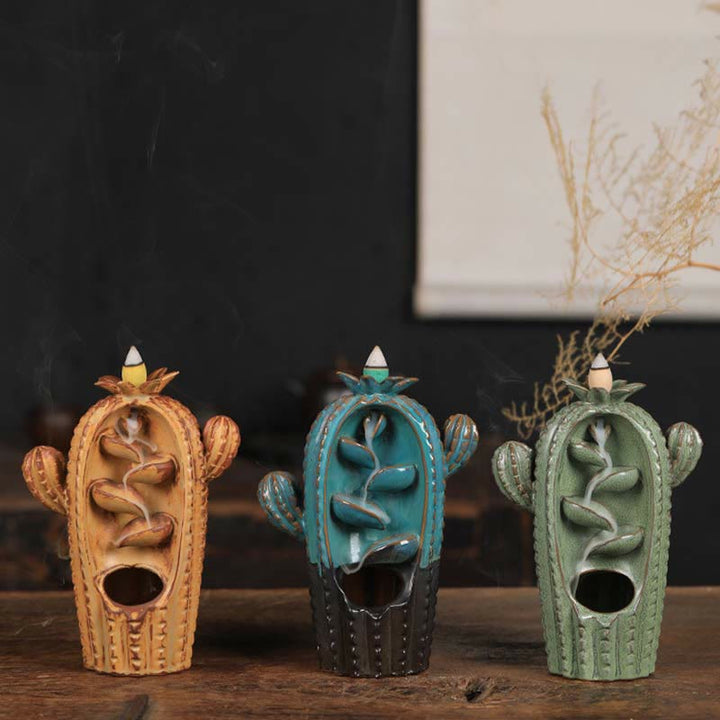 Cactus Ceramic Healing Backflow Smoke Fountain Incense Burner - image 9