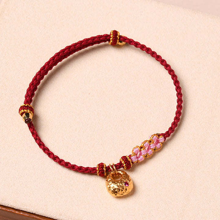 Buddha Stones Handmade Peach Blossom Protection Braided Rope Bracelet