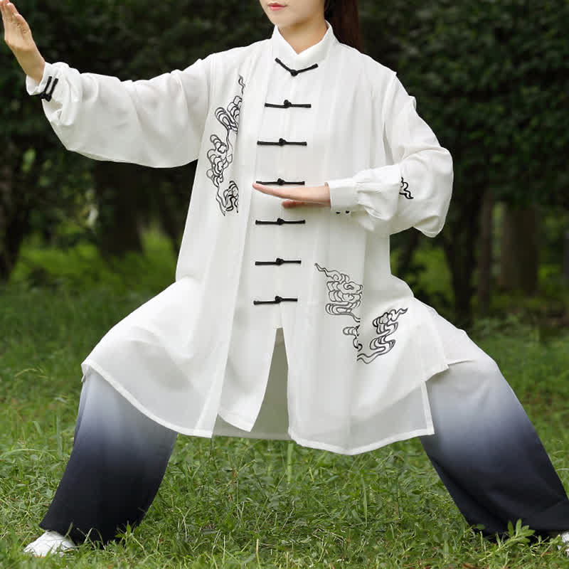 Auspicious Clouds Gradient Meditation Prayer Spiritual Zen Tai Chi Qigong Practice Women's Clothing Set - image 0