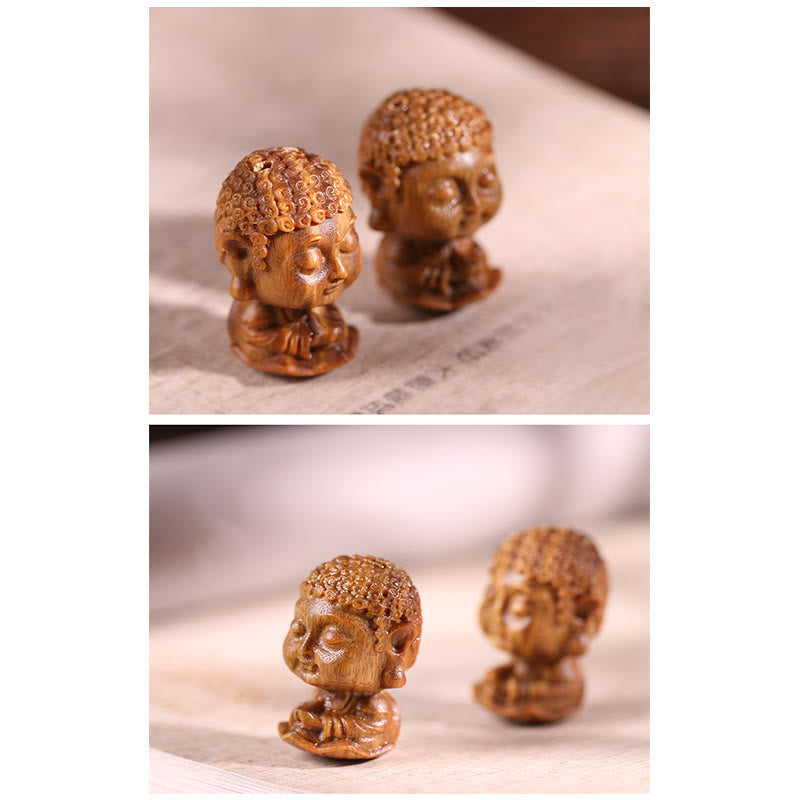 Chinese Zodiac Natal Buddha Green Sandalwood Lotus Engraved Positive Home Decoration - image 14
