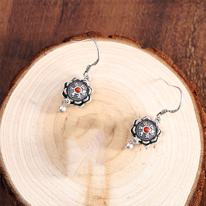 925 Sterling Silver Om Mani Padme Hum Lotus Peace Necklace Pendant Earrings - image 9