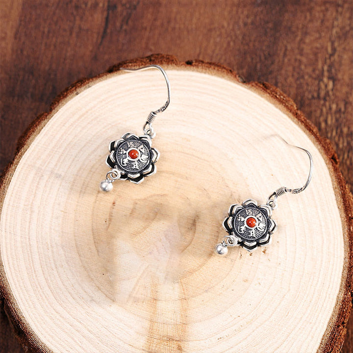925 Sterling Silver Om Mani Padme Hum Lotus Peace Necklace Pendant Earrings - image 9