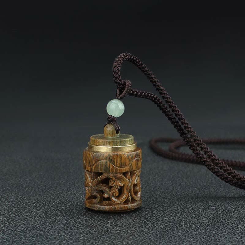 Buddha Stones Tibet Green Sandalwood Rosewood Om Mani Padme Hum Lotus Positive Soothing Necklace Pendant - image 15