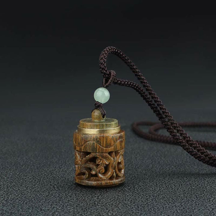 Buddha Stones Tibet Green Sandalwood Rosewood Om Mani Padme Hum Lotus Positive Soothing Necklace Pendant - image 15