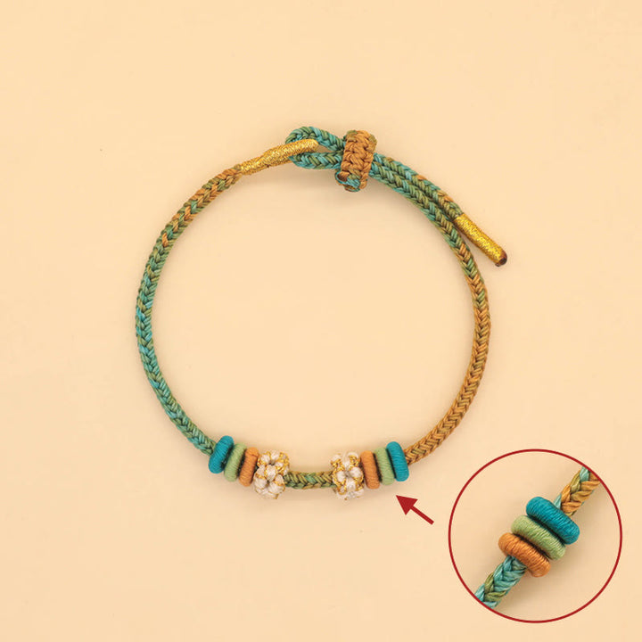 Buddha Stones Handmade Eight Thread Peace Knot Peach Blossom Knot Luck Rope Braided Bracelet - image 3