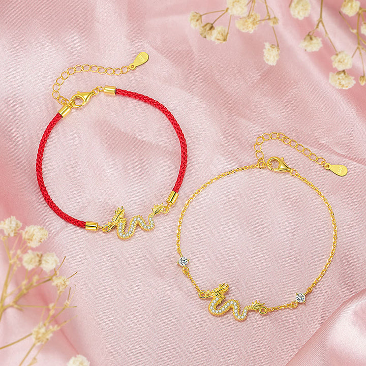 Buddha Stones 925 Sterling Silver Year Of The Dragon Auspicious Golden Dragon Luck Red Rope Chain Bracelet - image 6