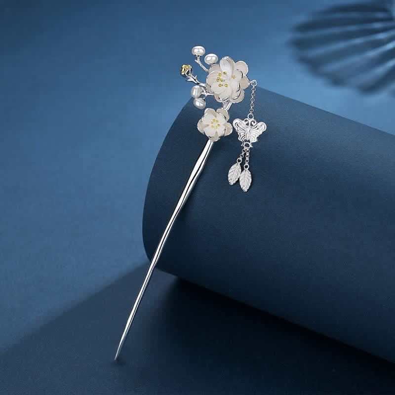 Plum Blossom Butterfly Love Freedom Tassel Hairpin - image 1
