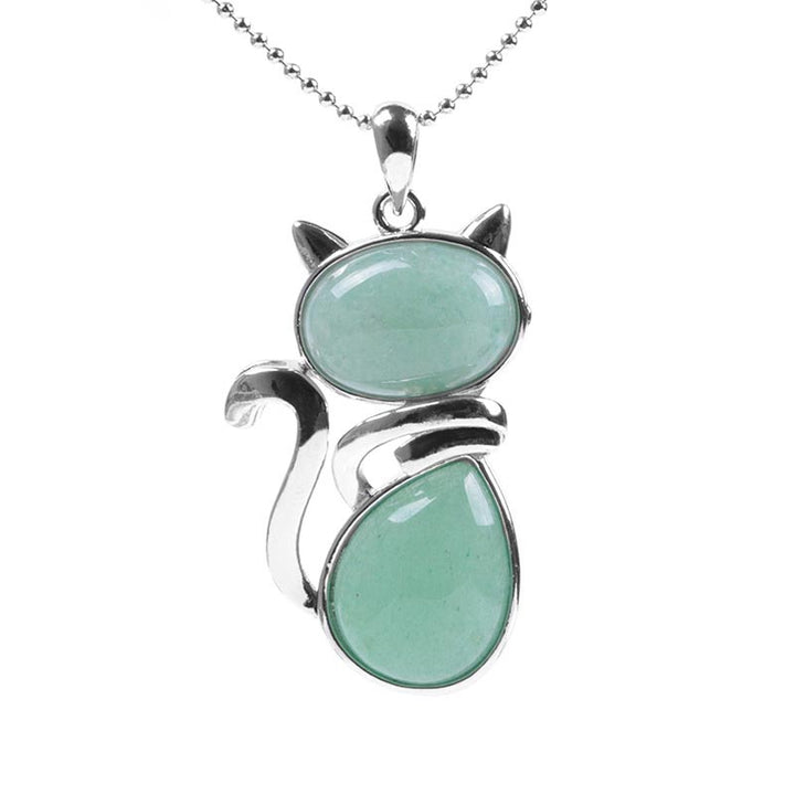 Buddha Stones Cat Pattern Natural Crystal Protection Necklace Pendant - image 2