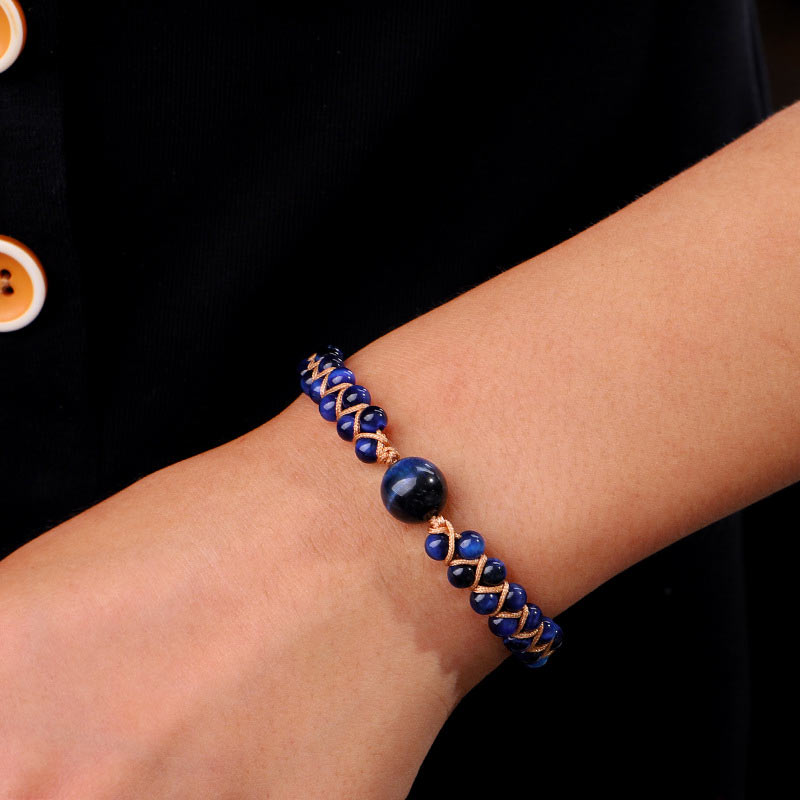 Buddha Stones Divine Blue Tiger Eye Stone Protection Bracelet