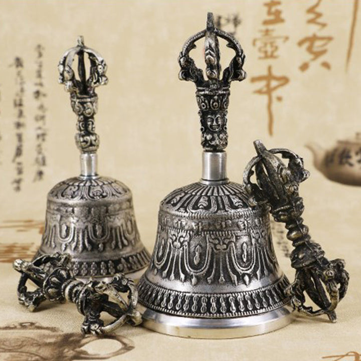 Buddha Stones Tibetan Meditation Bell and Vajra Dorje Copper Decoration Set - image 0
