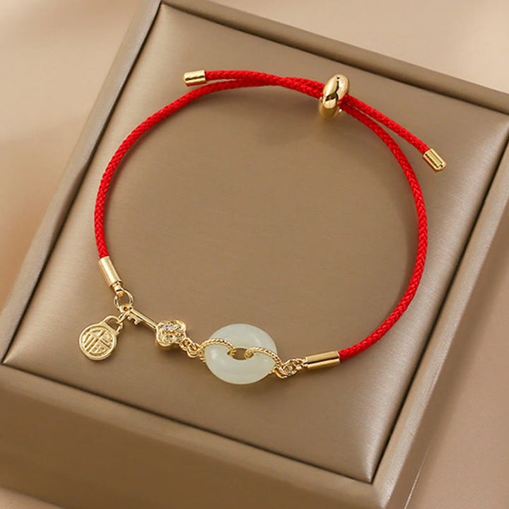 FREE Today: Attract Good Luck Hetian Jade Peace Buckle Red Rope Fortune Bracelet