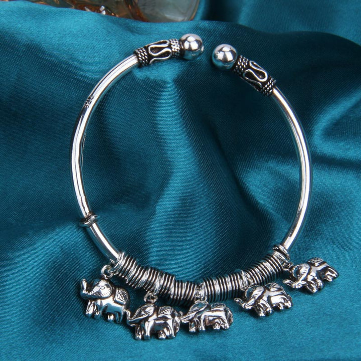 925 Sterling Silver Elephant Strength Bracelet Bangle - image 6