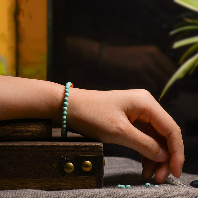 Buddha Stones Turquoise Red Agate Bead Protection Bracelet - 2.8mm(Wrist Circumference 14-15cm) - image 8