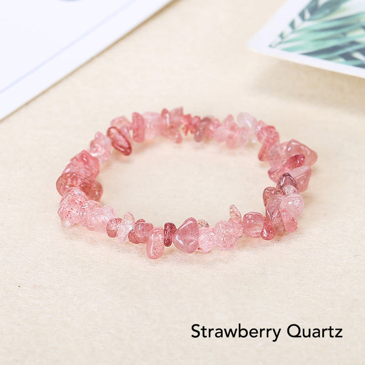 Natural Irregular Shape Crystal Stone Warmth Soothing Bracelet - Strawberry Quartz(Wrist Circumference: 15-16cm) - image 7