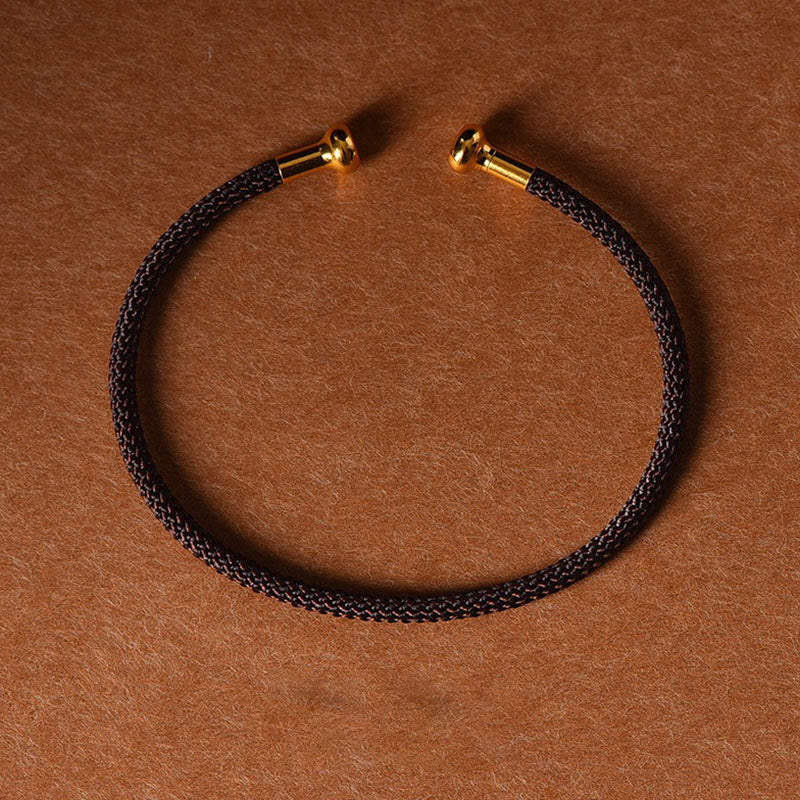 Buddha Stones Simple Design Handmade Luck Braid String Cuff Bracelet - Brown - image 17