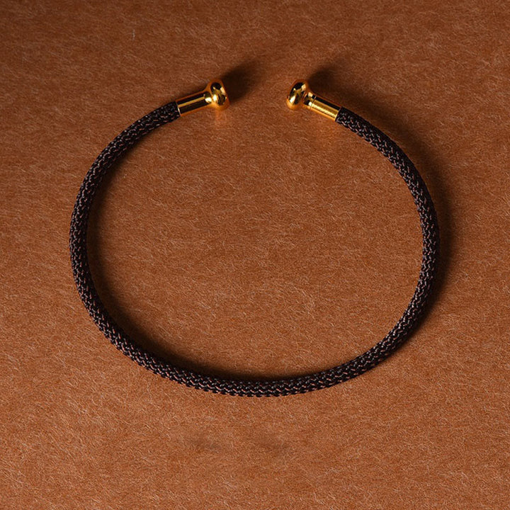 Buddha Stones Simple Design Handmade Luck Braid String Cuff Bracelet - Brown - image 17