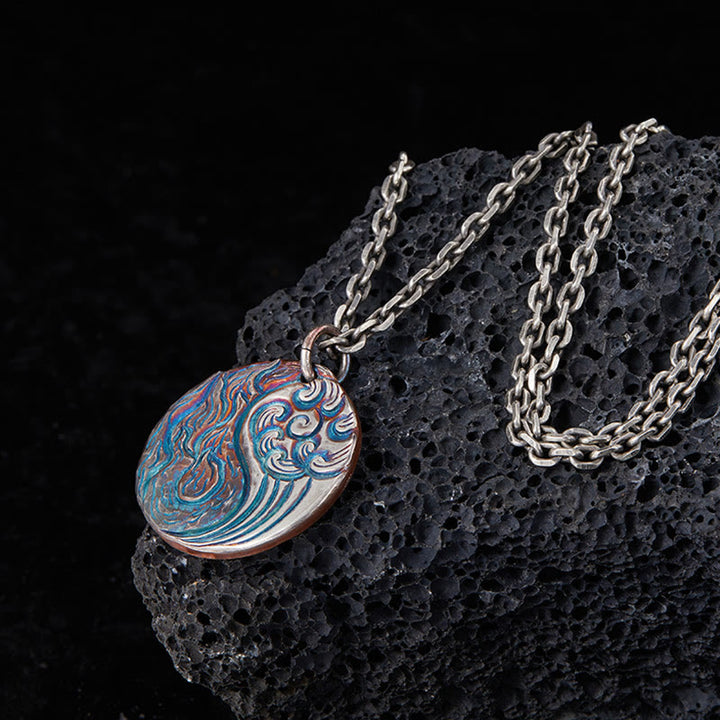 Buddha Stones 990 Sterling Silver Yin Yang Water and Fire Balance Necklace Pendant - image 3