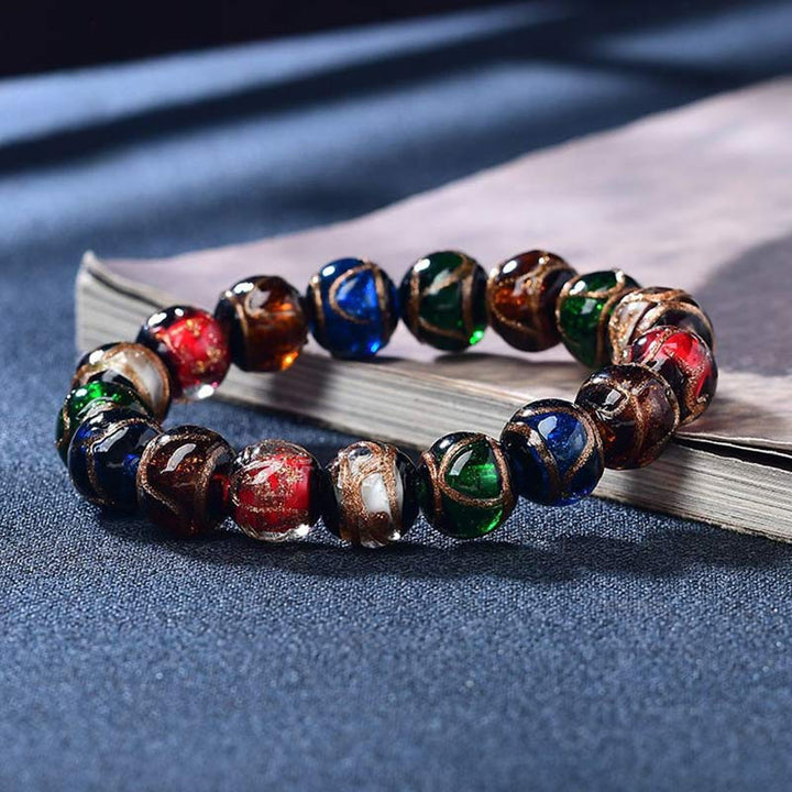 Buddha Stones Colorful Liuli Glass Bead Luck Bracelet