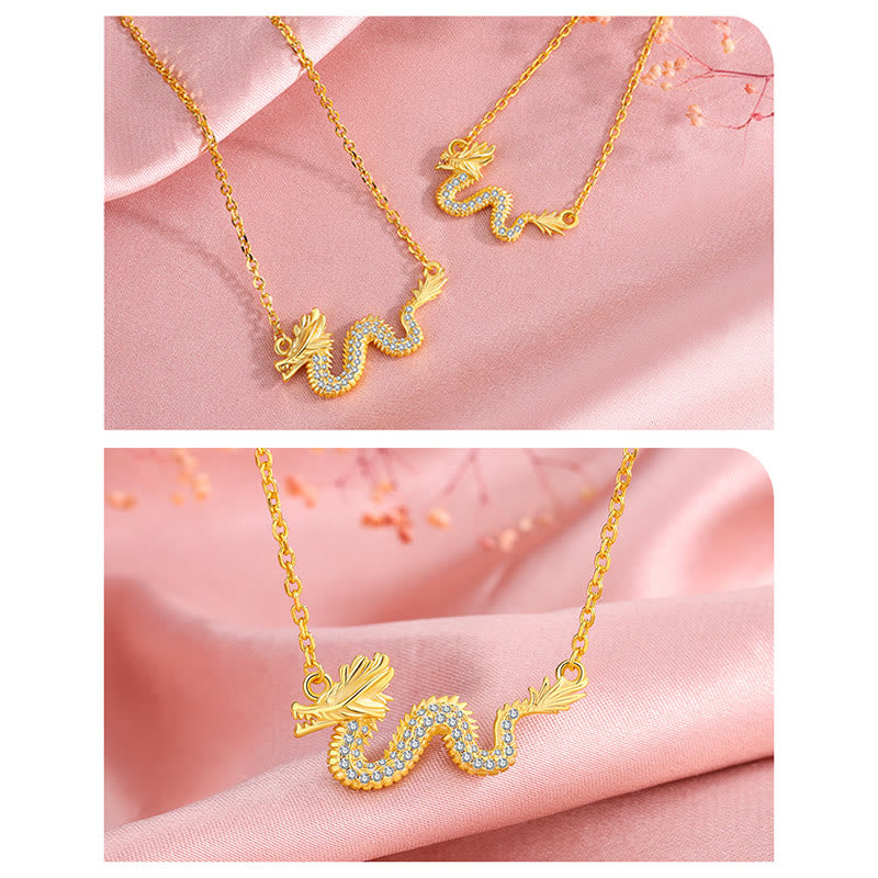 Buddha Stones 925 Sterling Silver Year Of The Dragon Auspicious Golden Dragon Luck Chain Necklace Pendant - image 11