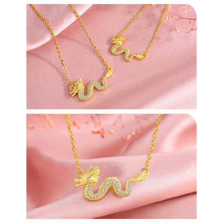 Buddha Stones 925 Sterling Silver Year Of The Dragon Auspicious Golden Dragon Luck Chain Necklace Pendant - image 11