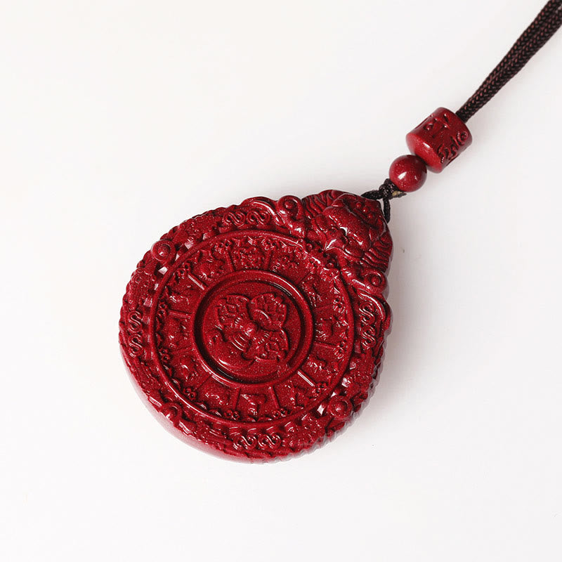 Buddha Stones Chinese Zodiac Natural Cinnabar Bagua Amulet Keep Away Evil Spirits Necklace Pendant - image 4