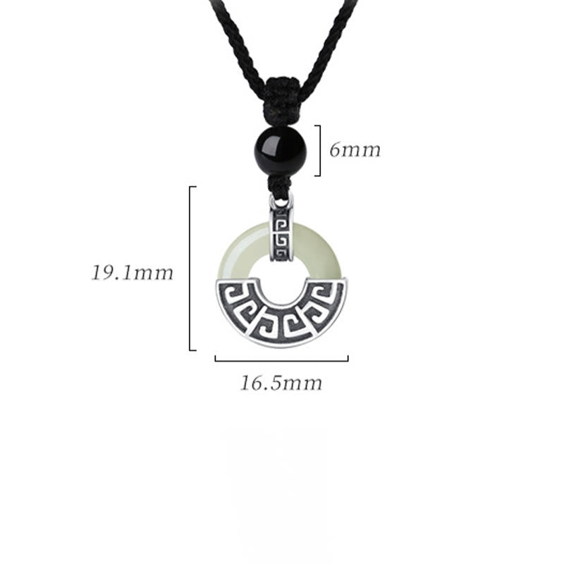 Buddha Stones 925 Sterling Silver Natural Hetian Jade Peace Buckle Prosperity Necklace Pendant - image 10
