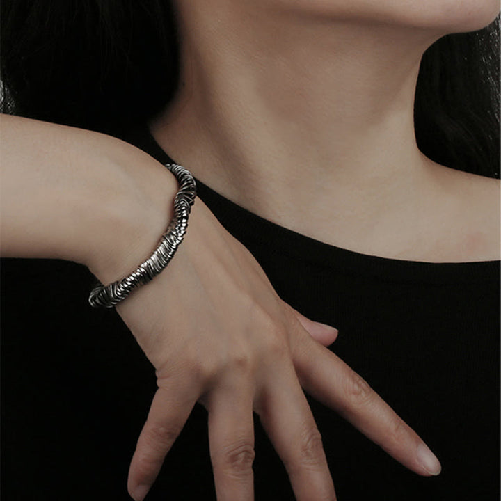 Buddha Stones 925 Sterling Silver Vintage Twisted Design Wealth Healing Chain Bracelet - image 7