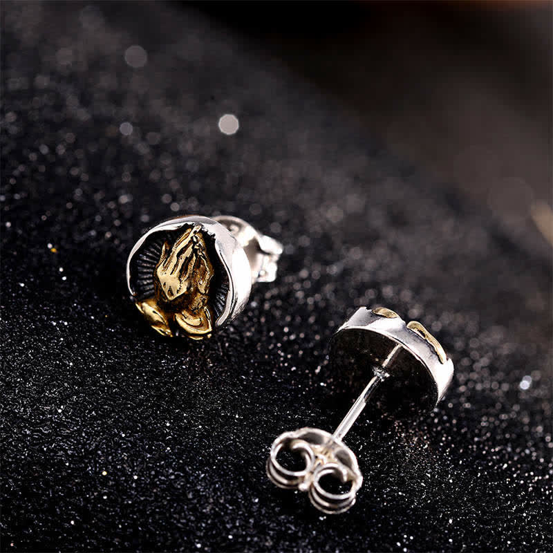 925 Sterling Silver Namaste Equality Stud Earrings - image 1