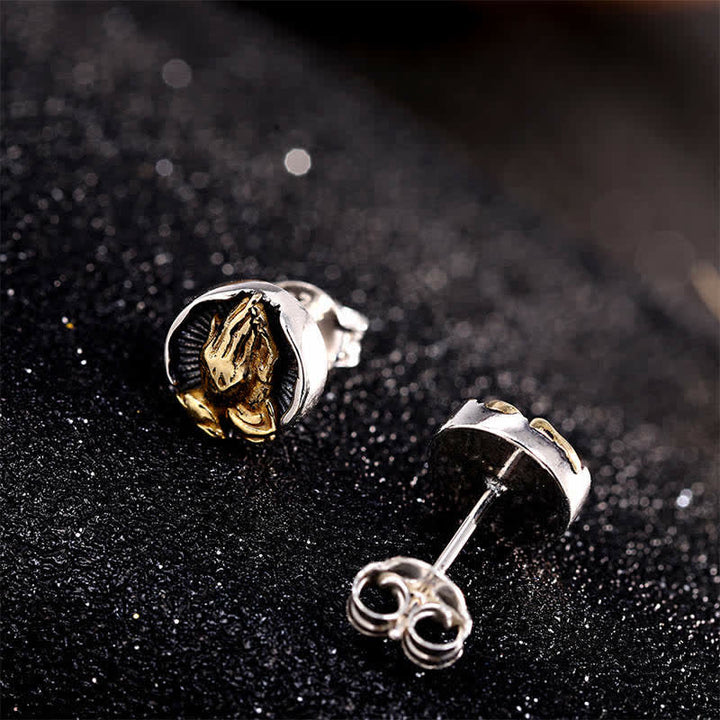 925 Sterling Silver Namaste Equality Stud Earrings - image 1