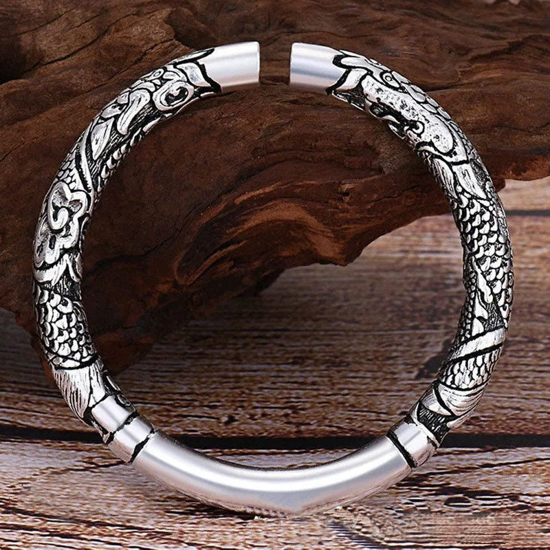 Dragon Auspicious Clouds Luck Protection Bracelet Adjustable Bangle - image 2