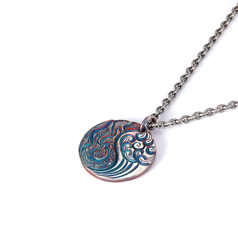 Buddha Stones 990 Sterling Silver Yin Yang Water and Fire Balance Necklace Pendant - image 7