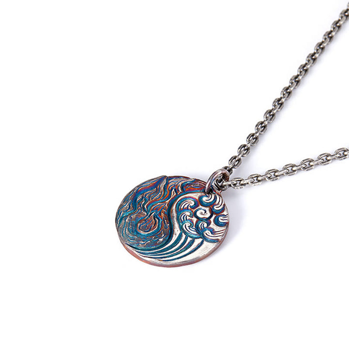 Buddha Stones 990 Sterling Silver Yin Yang Water and Fire Balance Necklace Pendant - image 7