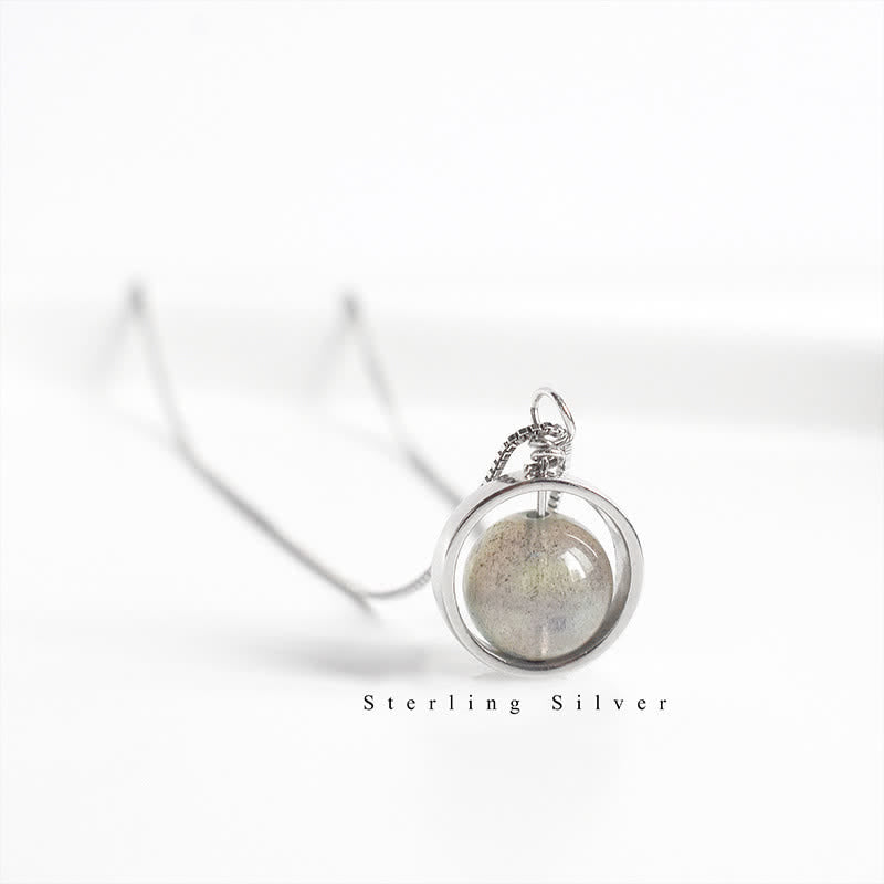 Buddha Stones 925 Sterling Silver Moonstone Love Planet Rotatable Pattern Necklace Pendant - image 8