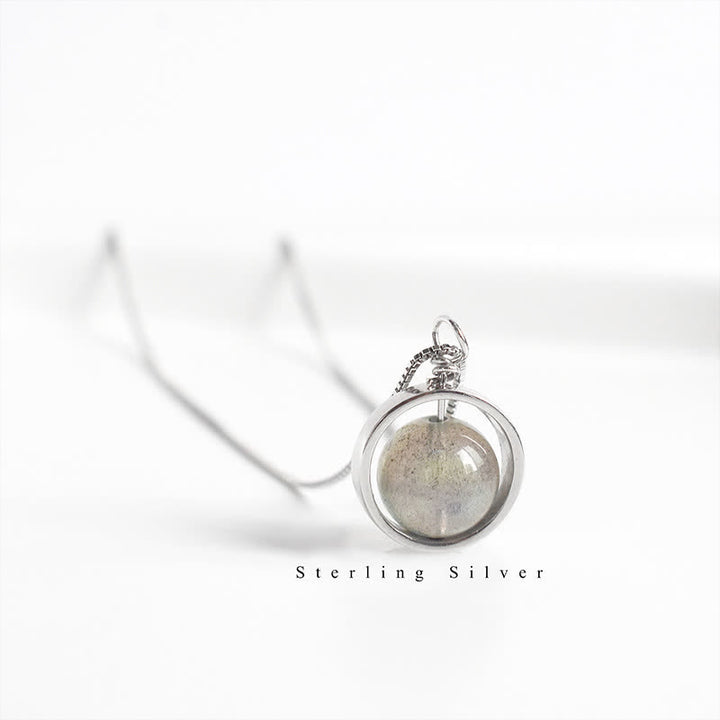 Buddha Stones 925 Sterling Silver Moonstone Love Planet Rotatable Pattern Necklace Pendant - image 8