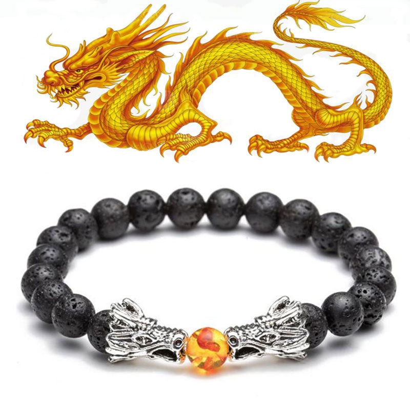 Buddha Stones White Turquoise Lava Rock Dragon Blessing Beaded Bracelet - image 5