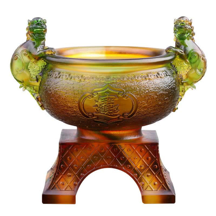 Handmade Liuli Crystal PiXiu Treasure Bowl Art Piece Home Decoration - image 8