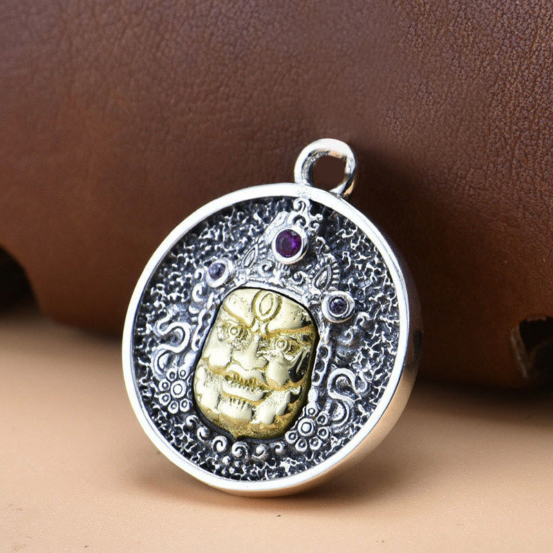 Buddha Stones 925 Sterling Silver Zakiram Goddess of Wealth Dorje Vajra Spiritual Necklace Pendant - Pendant Only(19*23mm) - image 1