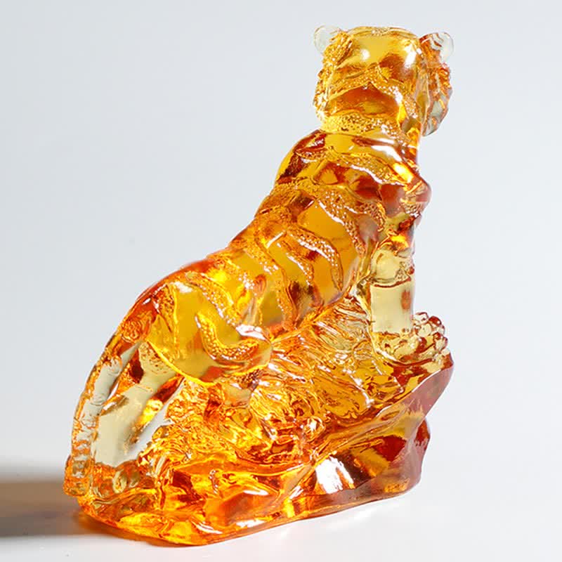 Handmade Liuli Crystal Tiger Art Piece Protection Home Decoration - image 12