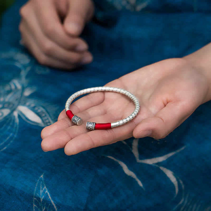 Buddha Stones Tibet Om Mani Padme Hum Luck Red String Bracelet Bangle - image 4