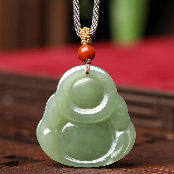 Laughing Buddha Hetian Jade Abundance Necklace String Pendant - image 6