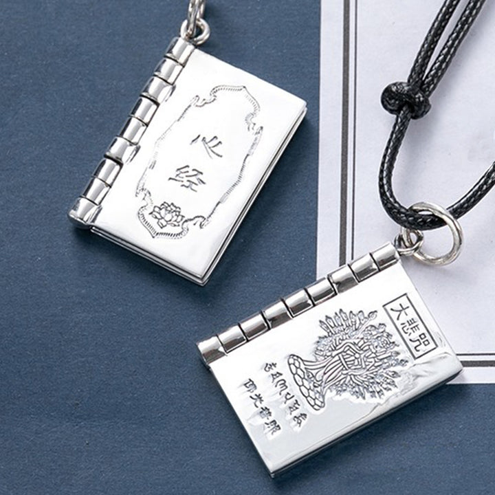 990 Sterling Silver Heart Sutra Great Compassion Shurangama Mantra Lotus Vajra Peace Necklace Pendant - image 13