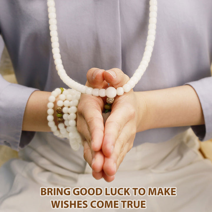 Buddha Stones "Hoping for Serenity and Mindfulness" Bodhi Lotus Mala Includes Gift Message Card - image 4