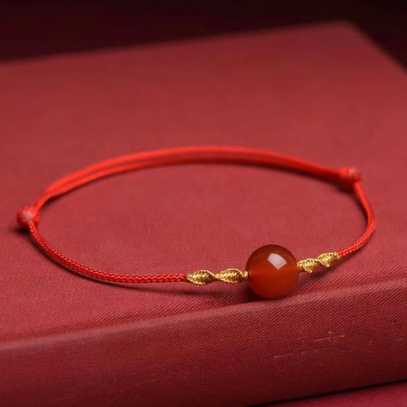 Buddha Stones Natural Red Agate Cat Eye Calm Braided String Bracelet Necklace Pendant - Red Agate Red Rope Bracelet(Wrist Circumference 13-19cm) - image 14