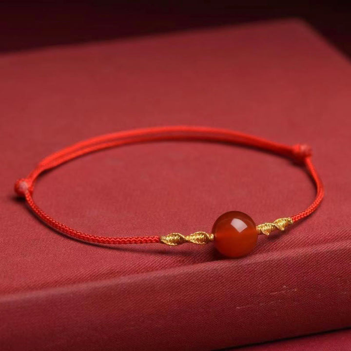 Buddha Stones Natural Red Agate Cat Eye Calm Braided String Bracelet Necklace Pendant - Red Agate Red Rope Bracelet(Wrist Circumference 13-19cm) - image 14