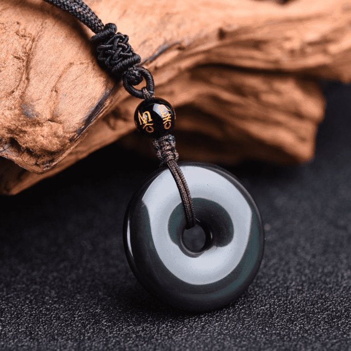 Buddha Stones Tibetan Obsidian Protection Necklace