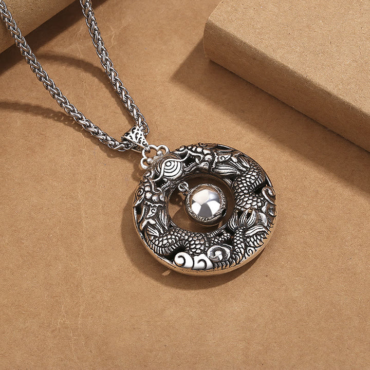 Buddha Stones Double Dragon Playing Bead Copper Protection Necklace Pendant - image 3