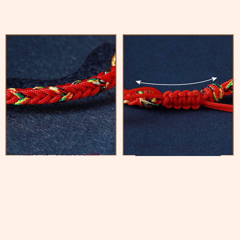 Buddha Stones Chinese Zodiac Natal Buddha Silver Luck Braided String Bracelet - image 11