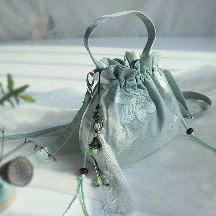 Buddha Stones Handmade Embroidered Flowers Canvas Tote Shoulder Bag Handbag - image 41